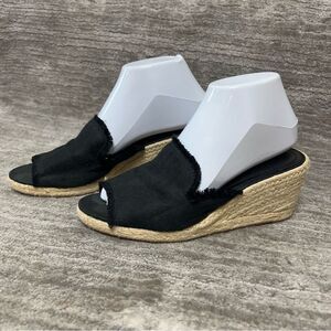 Lauren Ralph Lauren Carlynda Linen Women's Wedge Espadrilles Black size 7